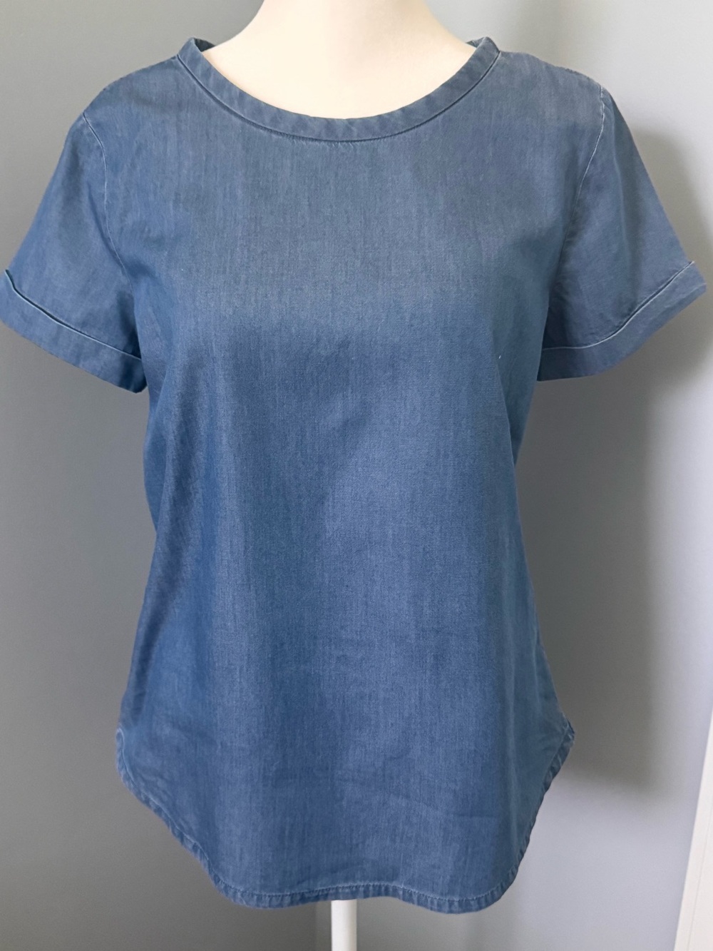 J Crew Classic Blue Denim Short-Sleeve Women's Top Size XS
